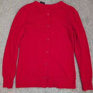 Banana Republic Filpucci Red Merino Cahmere Button Back V-Neck Sweater Womens M